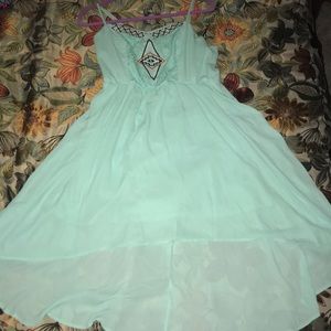 Teal high low dress